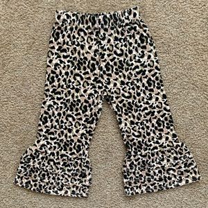 Girls Leopard Ruffle Bell Bottom Pants Size 4